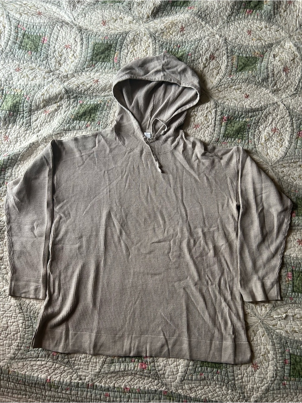 Pur Men’s Light Taupe Hooded Waffle-Knit Shirt